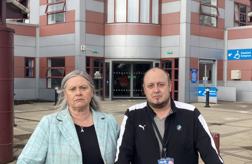 Roz and Gavin at Queen Margaret Hospital