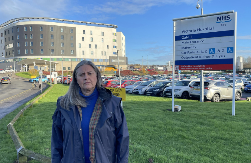 Roz McCall MSP in front of the Hospital in Fife