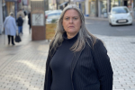 Roz McCall MSP on a high street in Fife at the camera