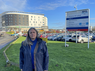 Roz McCall MSP in front of the Hospital in Fife